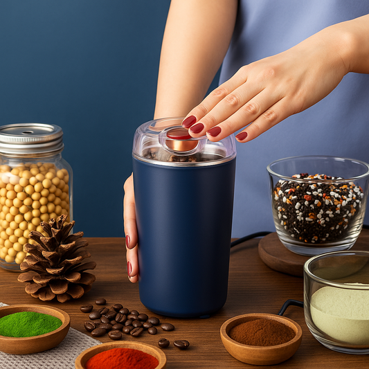 Stainless Steel Mini Mixer Grinder | Electric Spice & Coffee Grinder | Portable Small Grinder for Kitchen (200W, 1 Pc, Navy Blue)